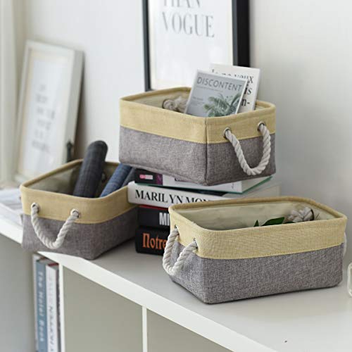 Fabric Storage Baskets for Organizing (Golden&Grey / Small (Pack of 6))