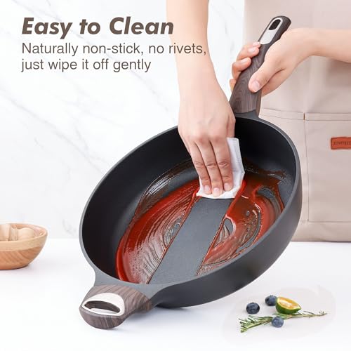 Nonstick Frying Pan Skillet with Lid (5QT / 12IN / Classic Black)