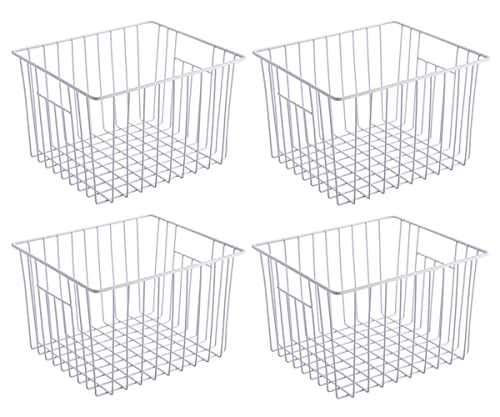 Freezer Baskets Storage Basket Organizers (White-4pack / 11''L X 10''W X 5.5''H)