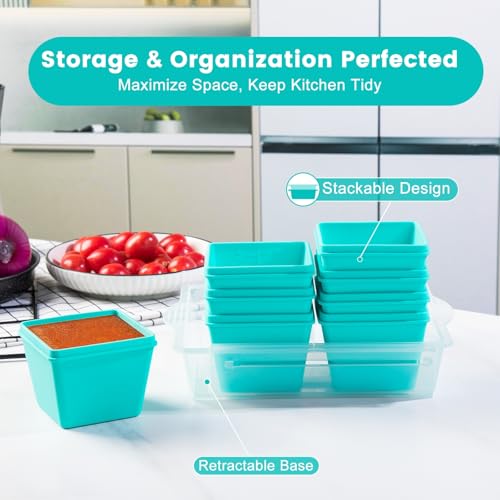 1 Cup Silicone Freezer Molds with Lids & Base (Blue / 8x 1-Cup)