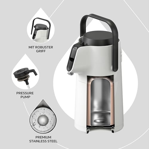 Thermal Coffee Carafe 68oz (Elegant White / 74.4 Ounces)