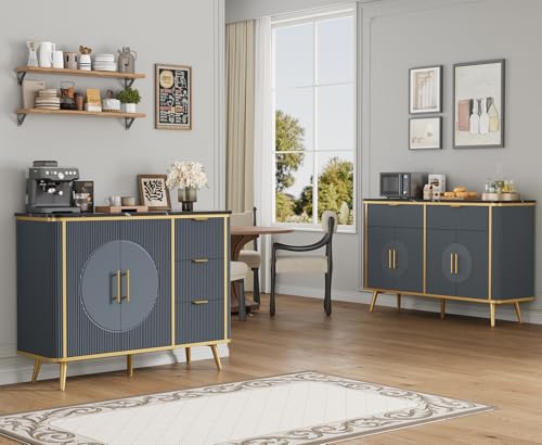 47.3" Modern Buffet Cabinet with Storage (Navy Blue-3draws)