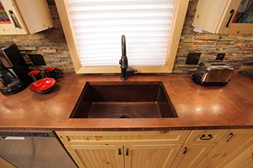 KSDB33199 33 Inch Hammered Copper Kitchen Single Basin Sink (33" x 19" x 9")