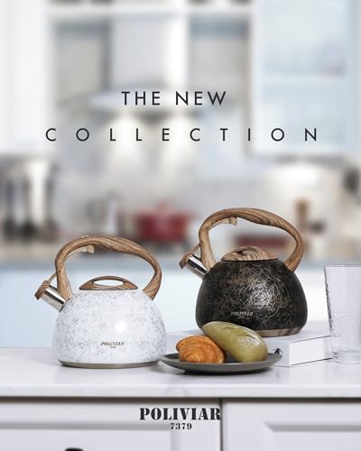POLIVIAR Tea Kettle (2.7 Quarts / Black/Gold)