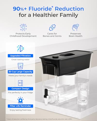 WFD-02L 35-Cup Water Filter Dispenser, Fluoride Reduction, Black (Black)