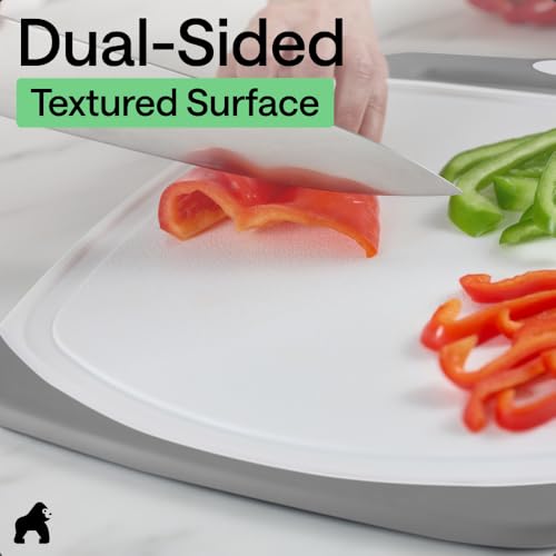 BPA Free Reversible Kitchen Cutting Board (Gray/White / Large (Pack of 3))