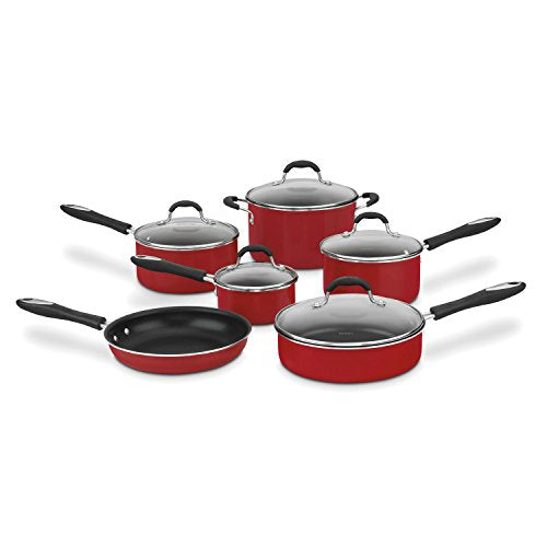 55-11R 11-Piece Set Advantage Nonstick Cookware, Red (Red / 11 Piece / Cookware Set)
