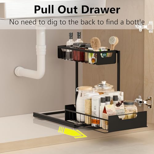 Under Kitchen Sink Organizers and Storage (Black / 1 Pack)