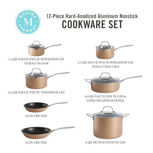 12 Piece Heavy Gauge Aluminum Hard Anodized Premium Nonstick Cookware Set (Copper / 12-Piece Set)
