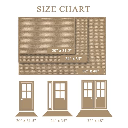 Waffle Door Mat Indoor Entrance (Beige Waffle / 32" x 20" (Rectangular))