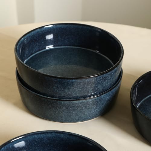 Eden 4 Piece Pasta Bowl Set Stoneware (Dark Blue / 4-Piece - Pasta Bowl)