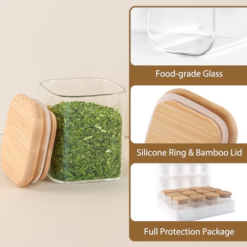 12 Pack 4 oz Square Glass Spice Jars with Lids and Labels (Square/4oz/12pcs / 4oz*12)