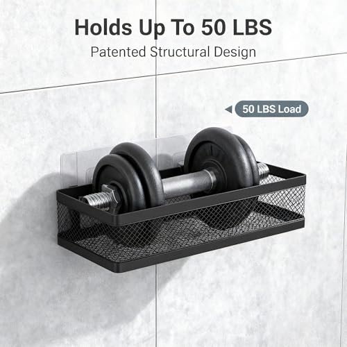 Mesh Shower Caddy Wall Mount (Matte Black / Full Mesh (12.6" Wide))