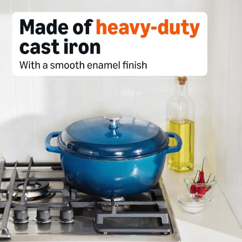 Enameled Cast Iron Dutch Oven Pot with Lid (Blue / 4.3-Quart)