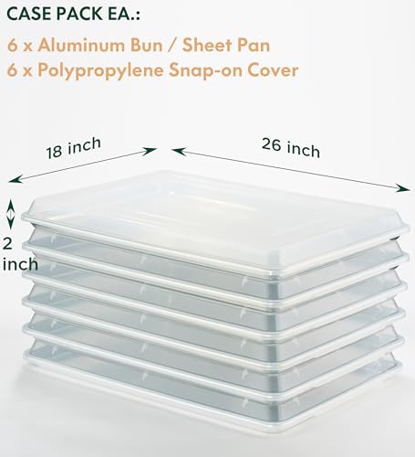 6 Pack Full Size Sheet Pan with Cover (26 x18 Inch (6-Pack Pan with Lid))