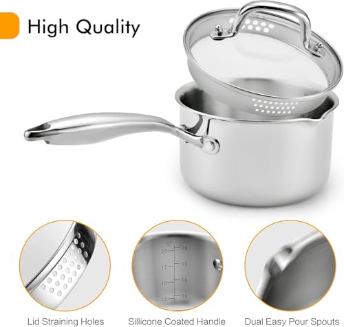 Stainless Steel Saucepan with Glass Lid (3 Quarts)