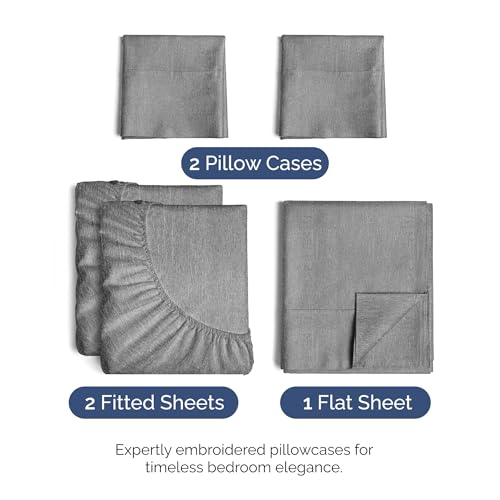 Split King Size 5 Piece Sheet Set (40 - Heathered Grey / Split King Size)