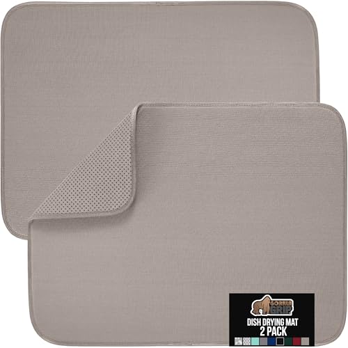 Ultra Absorbent Microfiber Dish Drying Mat (18" x 16" (2 Pack) / Microfiber / Almond)