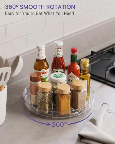 4 Pack 9 Inch Clear Acrylic Lazy Susan 360° Turntable Organizer Spice Rack (4 Count)