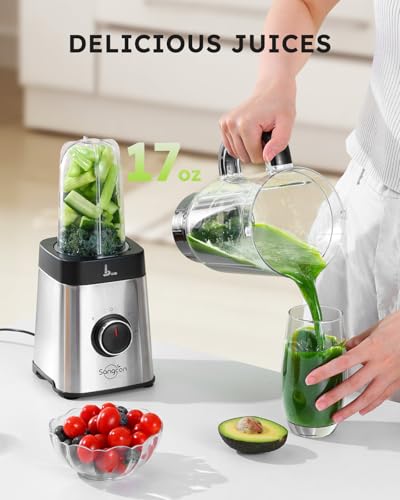 Blenders and Food Processor Combo for Kitchen (1 Large Cup & 2 Cups & 2 Blades & 1 Chopper)