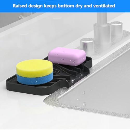 Sponge Holder for Kitchen Sink (Black / 8"x 4")