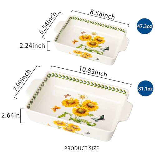 ONCCI In Glaze Ceramic Baking Dish Set of 2 (Sunflower)