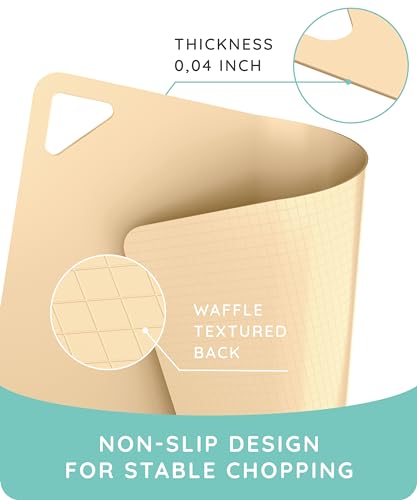 Extra Thick Flexible Cutting Boards for Kitchen (Beige / Blue / Yellow / 15"L x 12"W)