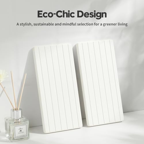 2PCS Water Absorbing Stone Drying Tray Mat for Bathroom Sink & Kitchen Counter Faucet Organizer