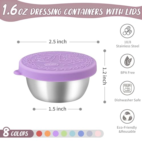 8 Pack 1.6 Oz Small Salad Dressing Containers To Go (1.6 OZ-Multicolor)