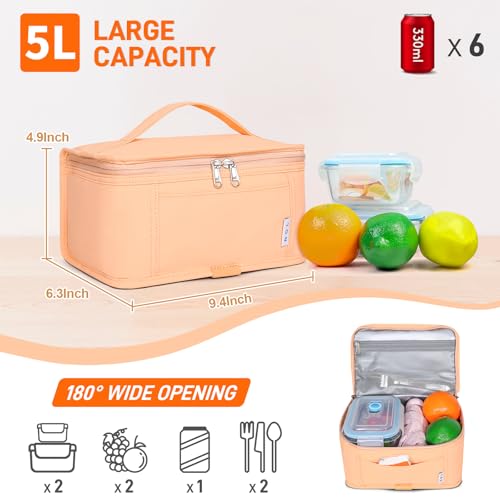 NOL Small Lunch Bag Mini Lunch Box Insulated Lunch Bag for Men (Orange-1 / Medium(5 Liters))