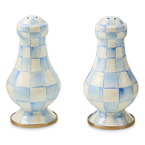 Enamel Salt and Pepper Shakers (Sky Check / Large)