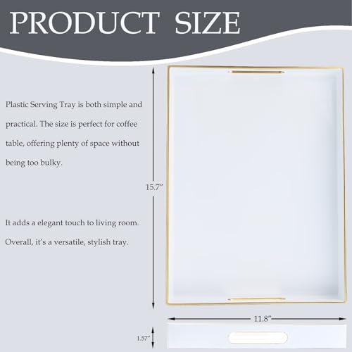 White Plastic Serving Tray for Ottoman (30 White / 11.8" x 15.7" x 1.6")