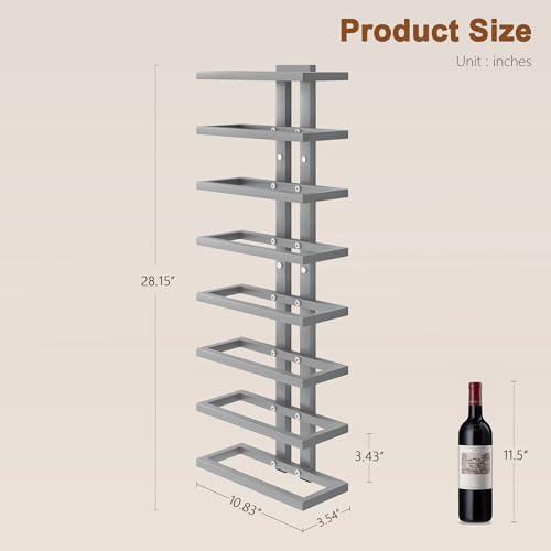 2 Set 8 Tier Wall Mount Wine Rack (2 Pack (16 Bottles) / Grey)