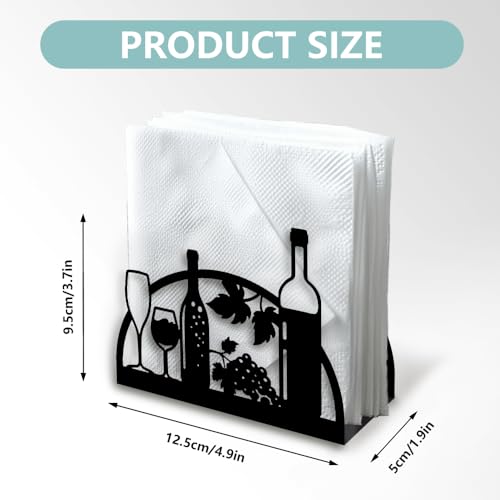 Grape Wine Glass Bottle Metal Napkin Holder for Table 4.9" x 4.9"