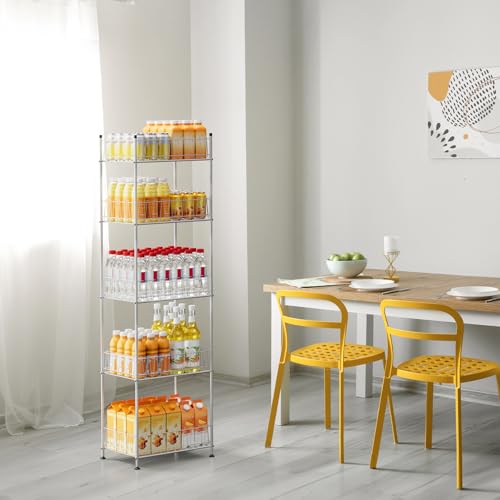Water Bottle Storage Organizer 5 Tier Metal Water Bottle Holder Shelf Drink Beverage Soda Can Organizer Rack Bottled Water Stand for Floor Classroom Kitchen Food Storage (5 Count)