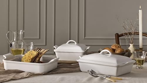 Stoneware Heritage Covered Rectangular Casserole (White)