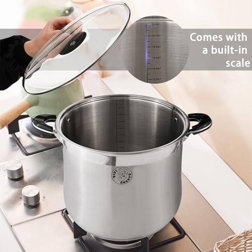 11.5 Quart Stainless Steel Stock Pot with Lid Large Induction Cooking Pot for Pasta Soup Boiling Stew with Measurement Marks and Handles