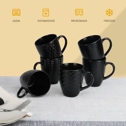 16 OZ Black Coffee Mugs Set of 6 (16 OZ / Black Coffee Mugs)