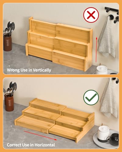 Spice Rack 3 Tier Natural Bamboo (2 Count)