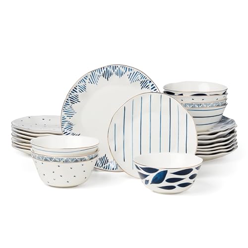 Blue Bay Porcelain 24 (24-Piece Dinnerware Set, Ikat)