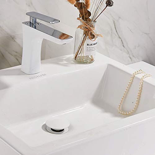 Pop Up Drain Bathroom Faucet Vessel Vanity Sink Drain Stopper (Without Overflow / White)