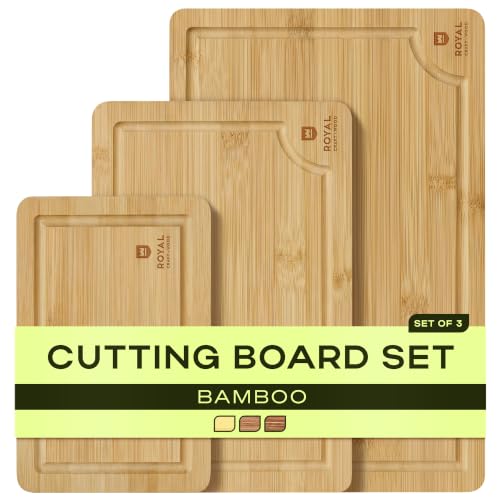 Wooden Cutting Boards for Kitchen Meal Prep & Serving (3-Piece / Natural)