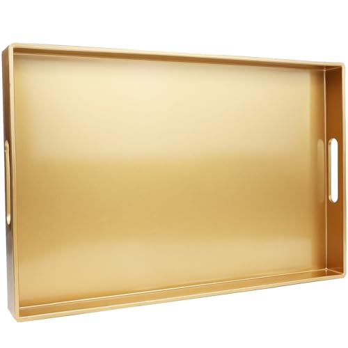 Gold Decorative Serving Tray with Handles (Gold)
