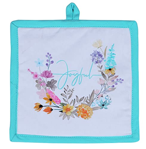 Pot Holders Heat Resistant Cotton Set of 2 Nonslip 8"x8" Inch Hot Pads for Kitchen (8x8 inches / Joyful Floral)