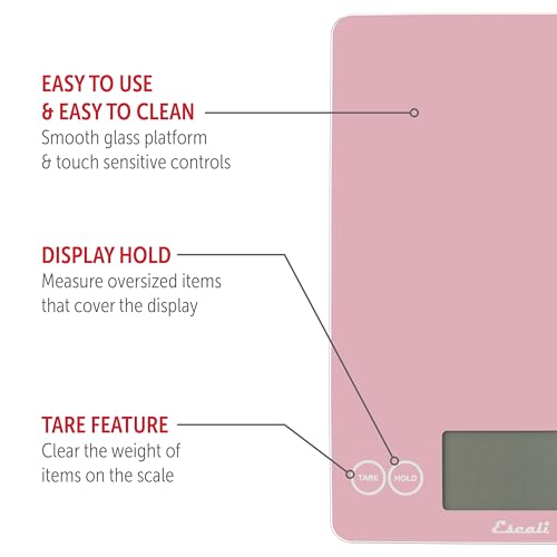 Arti Glass Food Scale Digital Countertop Kitchen (Pink / 9" x 6.5" x .75")
