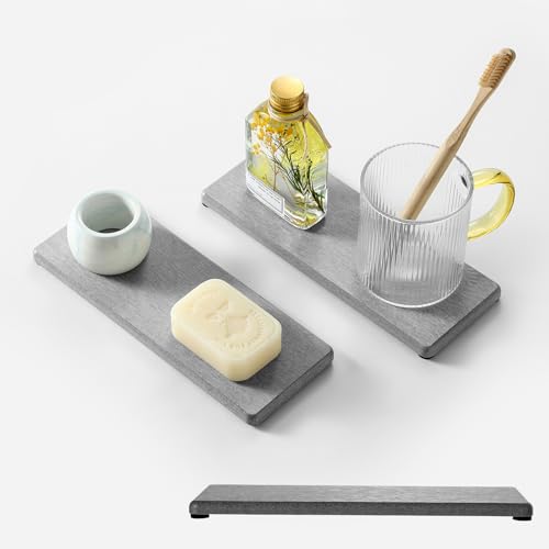2PCS Bathroom Counter Vanity Trays (2 Pack - Light Gray / 9" x 3.5")
