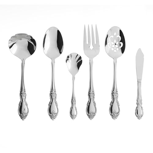 Louisiana 6 Piece Silverware Serving Set (6-Piece Serving Utensils Set, Set of 6)