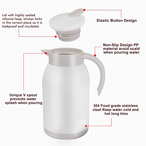 Stainless Steel Thermal Coffee Carafe Dispenser (40oz,White / 40 Ounces)