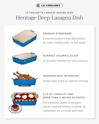 Stoneware Deep Rectangular Lasagna Dish (Peche)