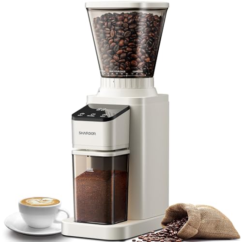 Conical Burr Coffee Bean Grinder (Cream White)